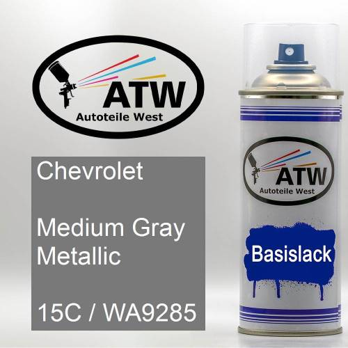 Chevrolet, Medium Gray Metallic, 15C / WA9285: 400ml Sprühdose, von ATW Autoteile West.